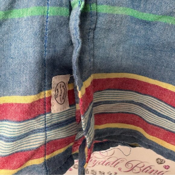 Hawkings McGill collared shirt button down long sleeve blue yellow red stripe - Picture 4 of 9